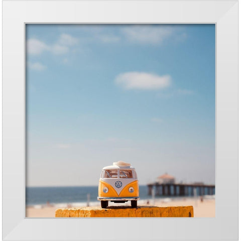 Yellow Bus III White Modern Wood Framed Art Print by Singleton, Ashley
