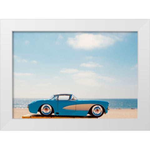 Blue Car White Modern Wood Framed Art Print by Singleton, Ashley