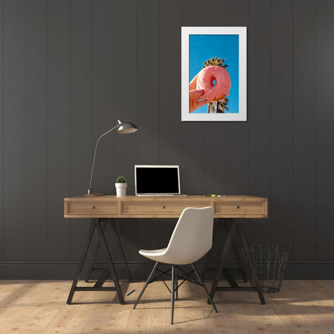 Pink Donut White Modern Wood Framed Art Print by Singleton, Ashley