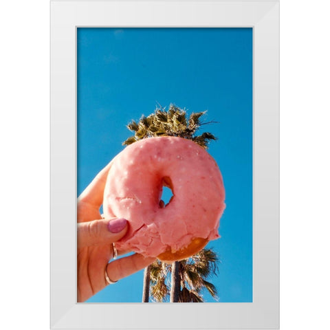Pink Donut White Modern Wood Framed Art Print by Singleton, Ashley