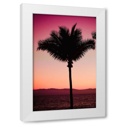 Pink Palm White Modern Wood Framed Art Print by Singleton, Ashley
