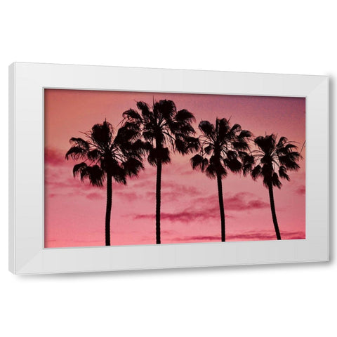 Pink Palms White Modern Wood Framed Art Print by Singleton, Ashley