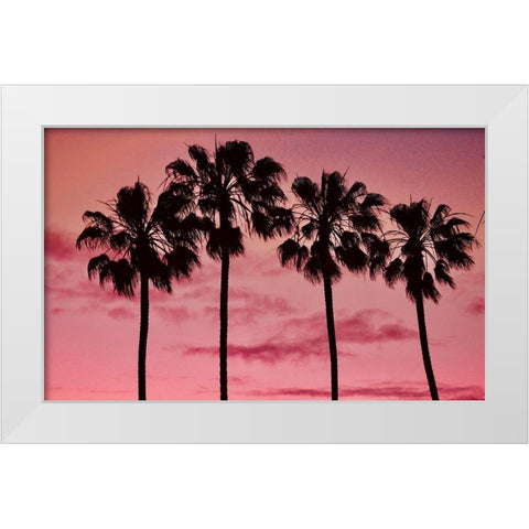 Pink Palms White Modern Wood Framed Art Print by Singleton, Ashley