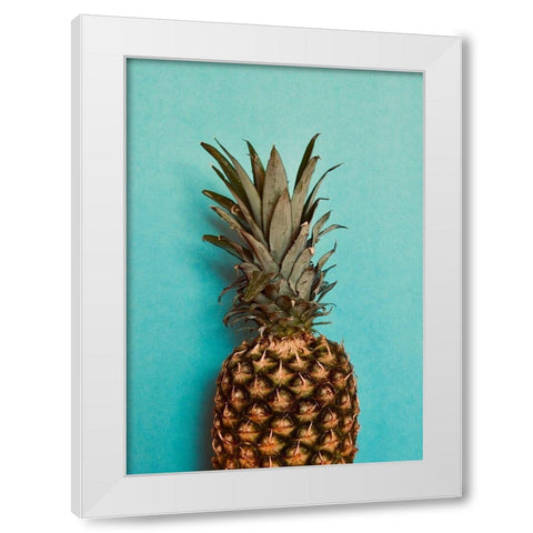 Blue Pineapple White Modern Wood Framed Art Print by Singleton, Ashley