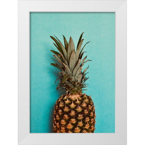 Blue Pineapple White Modern Wood Framed Art Print by Singleton, Ashley