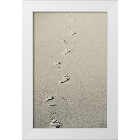 Footprints White Modern Wood Framed Art Print by Singleton, Ashley