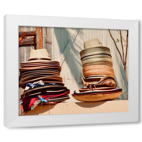 Hats White Modern Wood Framed Art Print by Singleton, Ashley