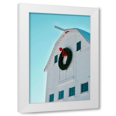 Christmas Barn White Modern Wood Framed Art Print by Singleton, Ashley
