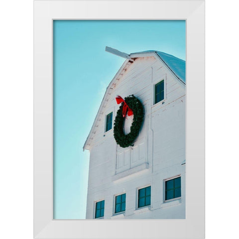 Christmas Barn White Modern Wood Framed Art Print by Singleton, Ashley