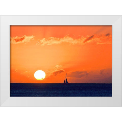 Sunset Sail White Modern Wood Framed Art Print by Singleton, Ashley