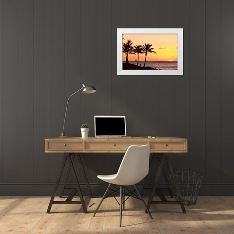 Palms at Sunset IV White Modern Wood Framed Art Print by Singleton, Ashley