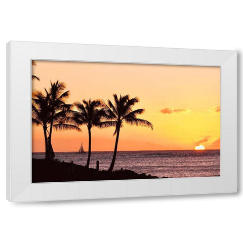 Palms at Sunset IV White Modern Wood Framed Art Print by Singleton, Ashley