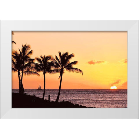 Palms at Sunset IV White Modern Wood Framed Art Print by Singleton, Ashley