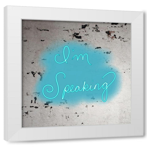 Im Speaking - Blue White Modern Wood Framed Art Print by Singleton, Ashley
