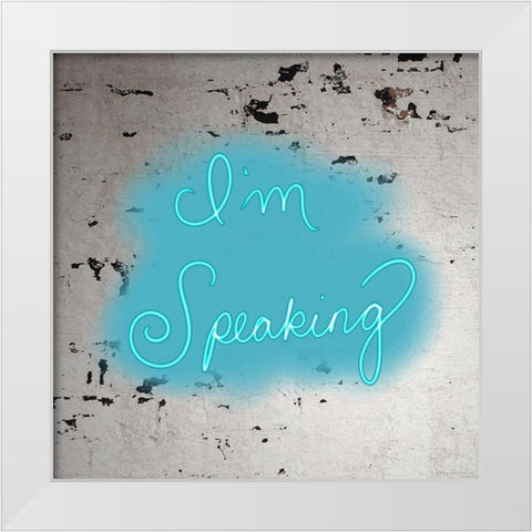 Im Speaking - Blue White Modern Wood Framed Art Print by Singleton, Ashley