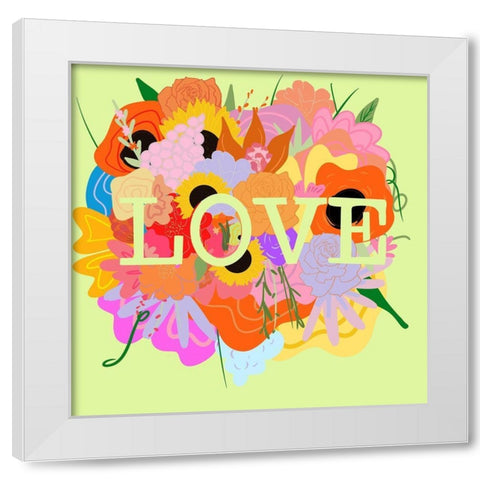 Love Floral White Modern Wood Framed Art Print by Singleton, Ashley
