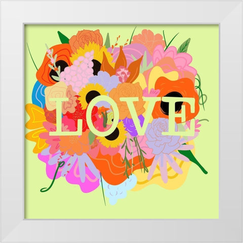 Love Floral White Modern Wood Framed Art Print by Singleton, Ashley