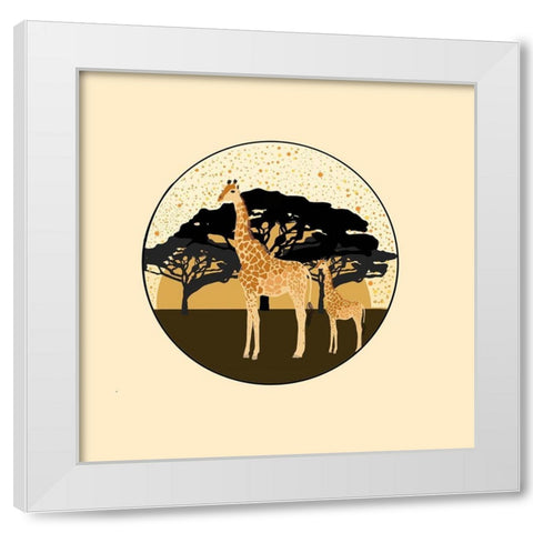 Giraffes White Modern Wood Framed Art Print by Singleton, Ashley