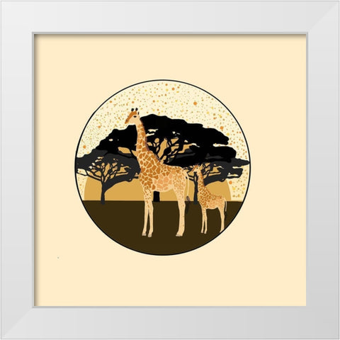 Giraffes White Modern Wood Framed Art Print by Singleton, Ashley