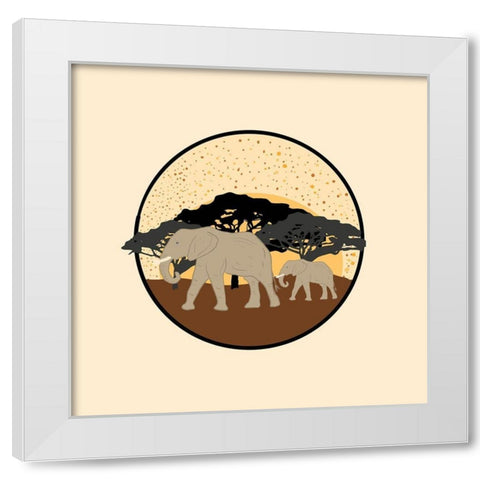 Elephants White Modern Wood Framed Art Print by Singleton, Ashley