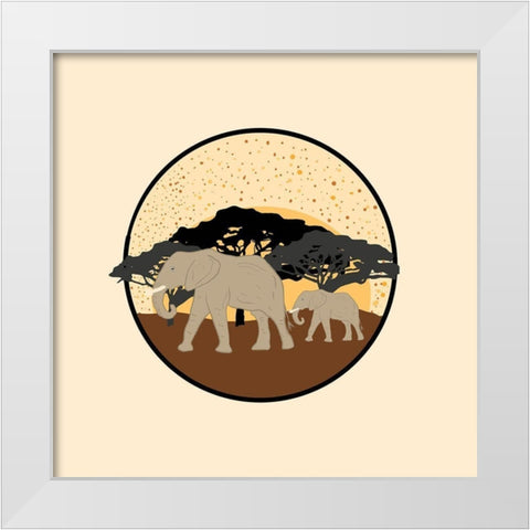 Elephants White Modern Wood Framed Art Print by Singleton, Ashley