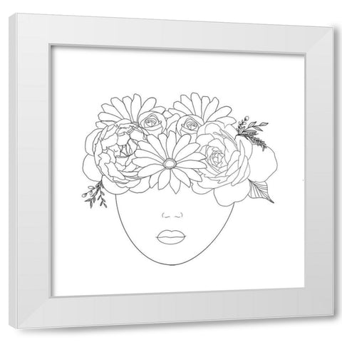 Floral Girl White Modern Wood Framed Art Print by Singleton, Ashley