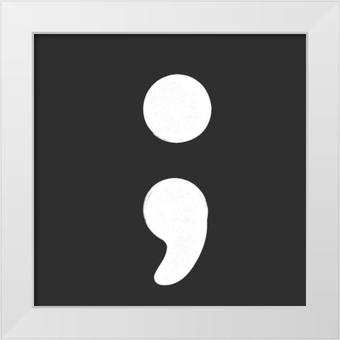 Semicolon White Modern Wood Framed Art Print by Singleton, Ashley