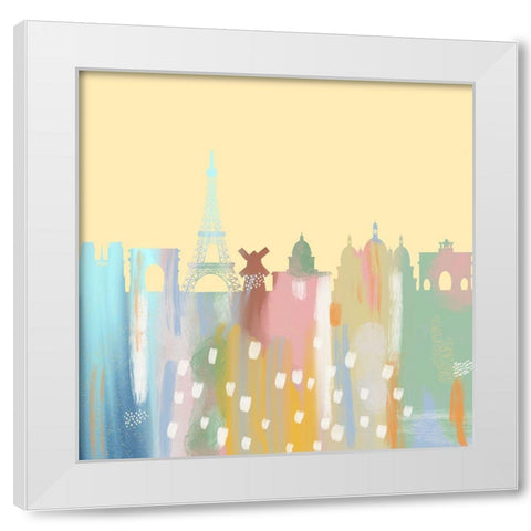City Skyline White Modern Wood Framed Art Print by Singleton, Ashley