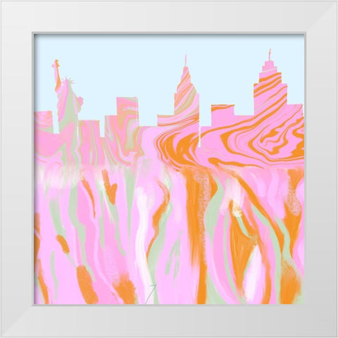 City Skyline II White Modern Wood Framed Art Print by Singleton, Ashley