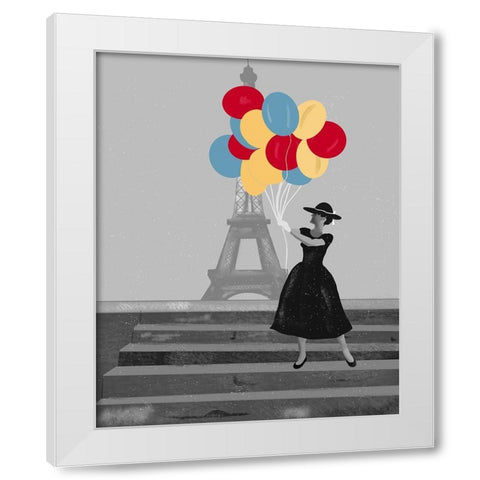 French Balloons White Modern Wood Framed Art Print by Singleton, Ashley