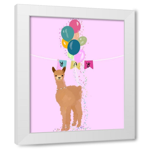 Yay Llama White Modern Wood Framed Art Print by Singleton, Ashley