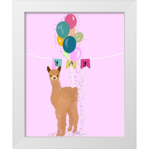Yay Llama White Modern Wood Framed Art Print by Singleton, Ashley