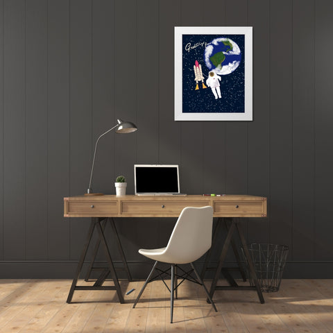 Greetings White Modern Wood Framed Art Print by Singleton, Ashley