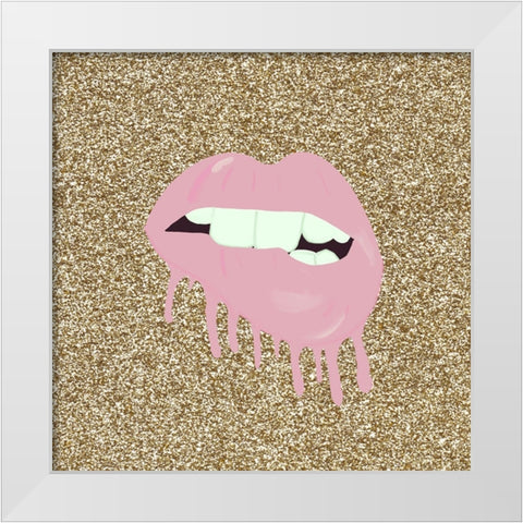 Lips White Modern Wood Framed Art Print by Singleton, Ashley