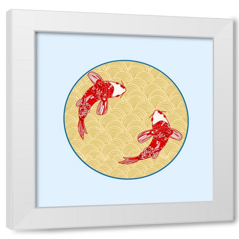 Koi Fish White Modern Wood Framed Art Print by Singleton, Ashley
