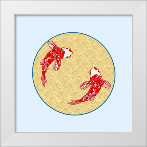 Koi Fish White Modern Wood Framed Art Print by Singleton, Ashley