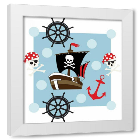 Ahoy Pirate Boy I White Modern Wood Framed Art Print by ND Art and Design