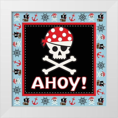 Ahoy Pirate Boy III White Modern Wood Framed Art Print by ND Art and Design