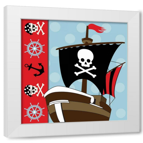 Ahoy Pirate Boy V White Modern Wood Framed Art Print by ND Art and Design
