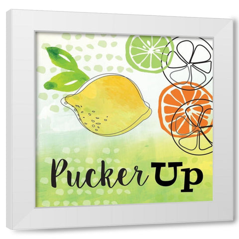 Pucker Up White Modern Wood Framed Art Print by ND Art