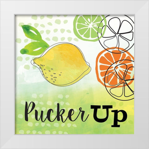Pucker Up White Modern Wood Framed Art Print by ND Art