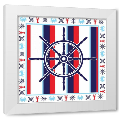 Ahoy XIII White Modern Wood Framed Art Print by ND Art and Design