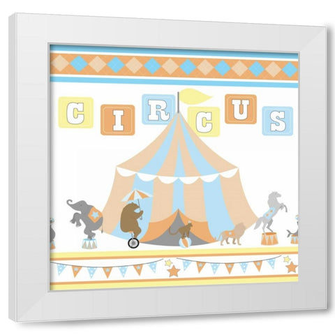 Baby Big Top VII Blue White Modern Wood Framed Art Print by ND Art and Design