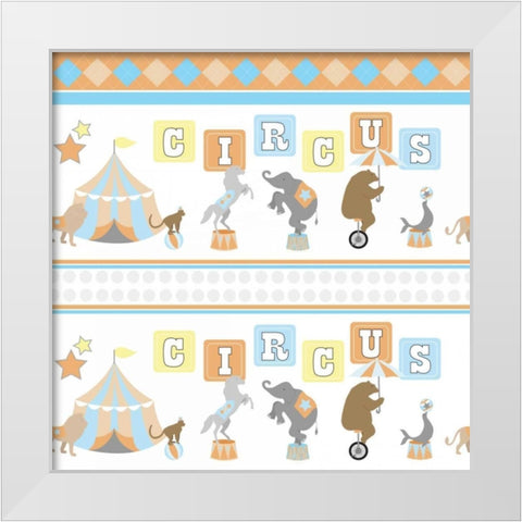 Baby Big Top XII Blue White Modern Wood Framed Art Print by ND Art and Design