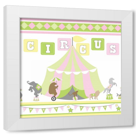 Baby Big Top VII Pink White Modern Wood Framed Art Print by ND Art and Design