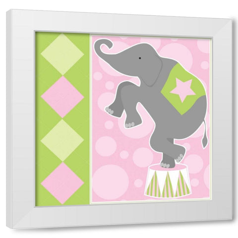 Baby Big Top IX Pink White Modern Wood Framed Art Print by ND Art and Design