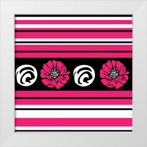 Bold Pink Flower II White Modern Wood Framed Art Print by ND Art and Design