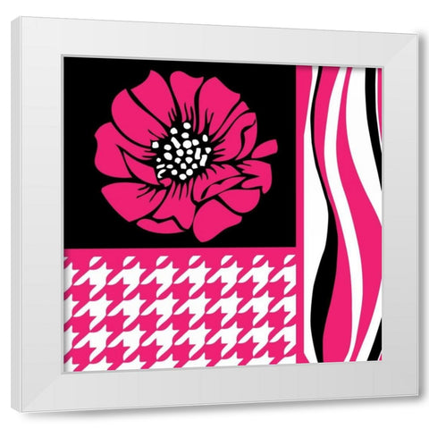 Bold Pink Flower IX White Modern Wood Framed Art Print by ND Art and Design