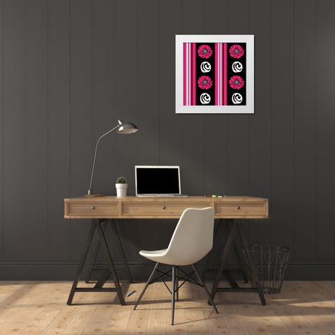 Bold Pink Flower XII White Modern Wood Framed Art Print by ND Art and Design