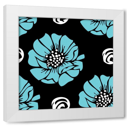 Bold Turquoise Flower I White Modern Wood Framed Art Print by ND Art and Design